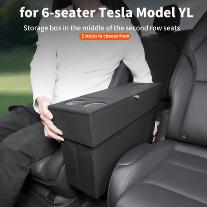 For 6-seater Tesla Model YL second row seat middle storage box, second row aisle storage box, 2 styles to choose from