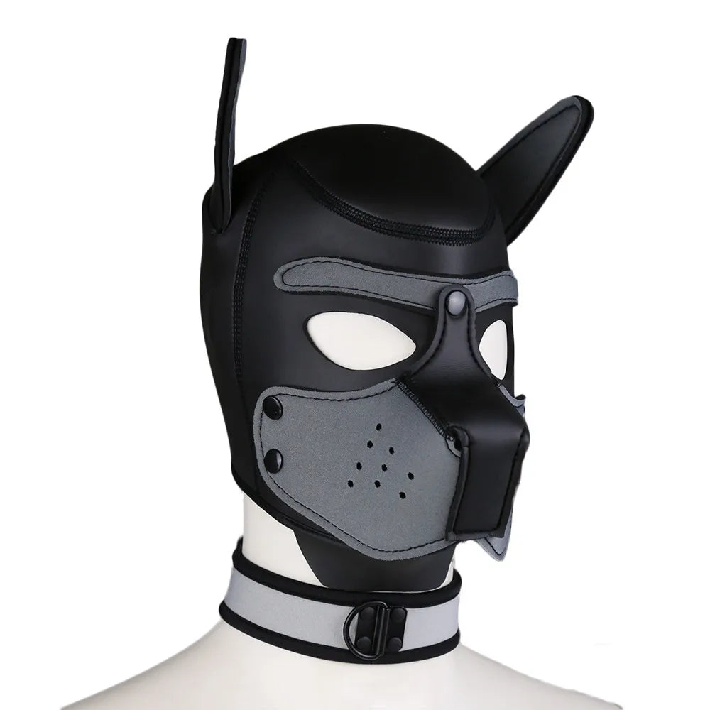 Party Masks Pup Puppy Play Dog Hood Sexy Neck Collar BDSM Bondage Kit Cosplay Full Head Ears Halloween Mask Sex Toy For Couples