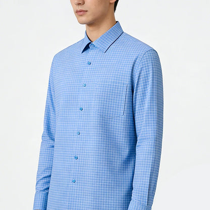 High Quality Men's Long Sleeve Business Casual Plaid Workwear Shirts Anti-Wrinkle Fashion Stripe Office Regular Slim Fit Blouses