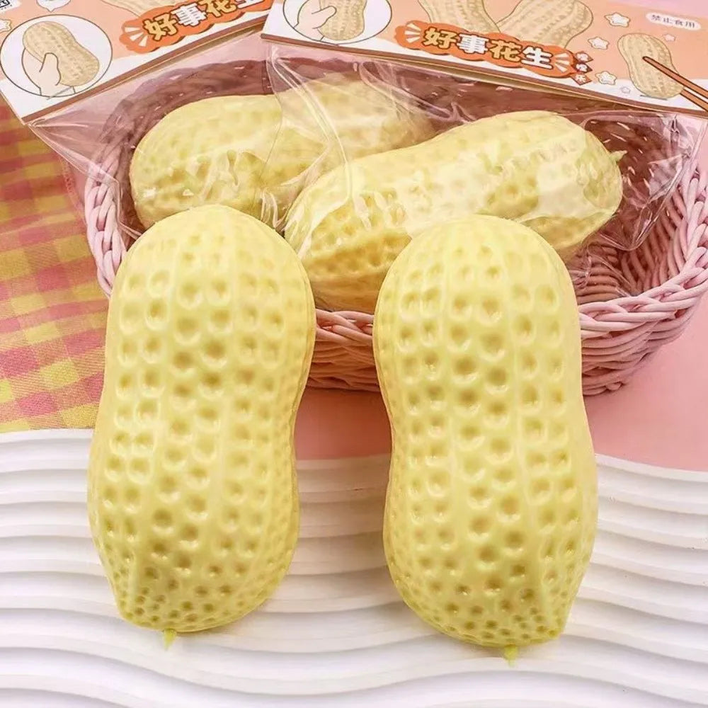 Simulated Peanut Squeeze Fidget Toy Soft Stress Relief Toy Sensory Anti-Stress Toy for Kids Adults Party Gift