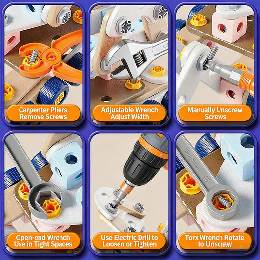 DIY Nut Hand Disassembly Assembly Puzzle Simulated Screwing Toolbox Early Educational Kids Toy Repair Tools Blocks Toys For Boys