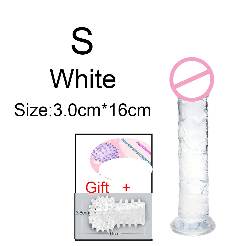 Cheap Women Erotic Anal 5 Colors Big Transparent Dildo Suction Cup Jelly Dick Sex Toys Soft Clitori Vaginal Masturbators Penis