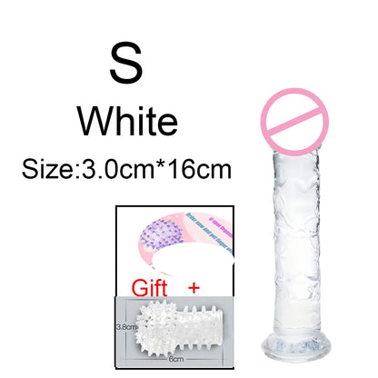 Cheap Women Erotic Anal 5 Colors Big Transparent Dildo Suction Cup Jelly Dick Sex Toys Soft Clitori Vaginal Masturbators Penis