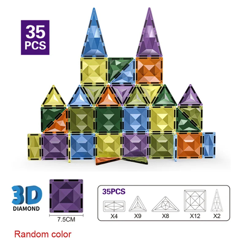 7.5cm Magnetic Building Blocks Construction Set Magnet Tiles Children's Toys Creative Architect Toys Children's Gifts