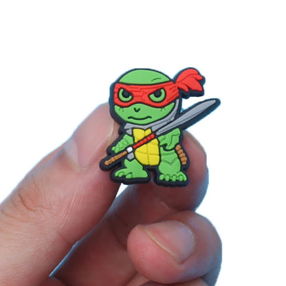 16-100PCS Green Cartoon Shoe Charms For Clogs Diy Shoe Decorations Accessories PVC Buckle Decorate Boy Birthday Party Gift