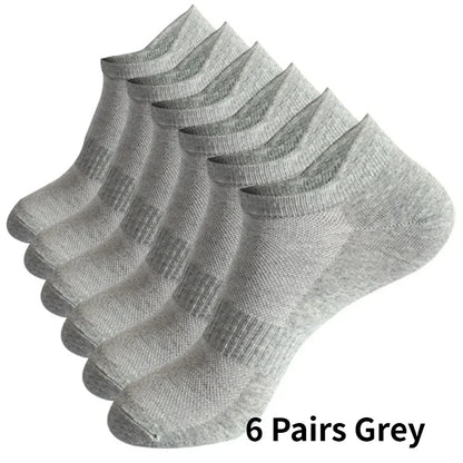 1/6/12 Pairs Unisex Ankle & Boat Socks For Men Women Couples Cotton Breathable Mesh Athletic Sports Running Solid Plus Size
