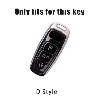 Leather Key Case Shell Buckle Car Key Cover for Audi A3 A4 B9 A6 A7 4K A8 E-tron Q5 Q8 C8 D5 SQ8 Car Remote Control Shell