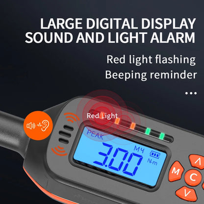 MOVECRAB Digital Torque Wrench 0.6-340N.m 2% Accuracy Preset & LED/Buzzer Alerts for Bike Motorcycles Automotive Mechanical Tool