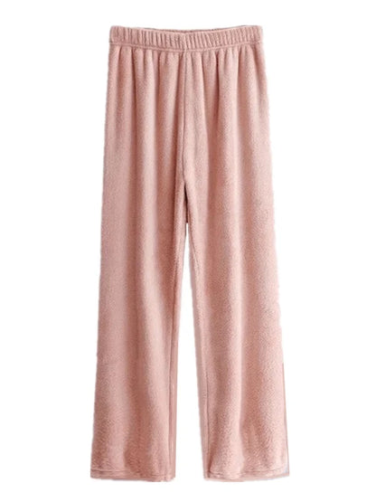 Thickened Fluffy Slippers for Men And Women Warm Coral Fleece Lined Casual Home Pants Loose Comfortable Winter Leisure Trousers