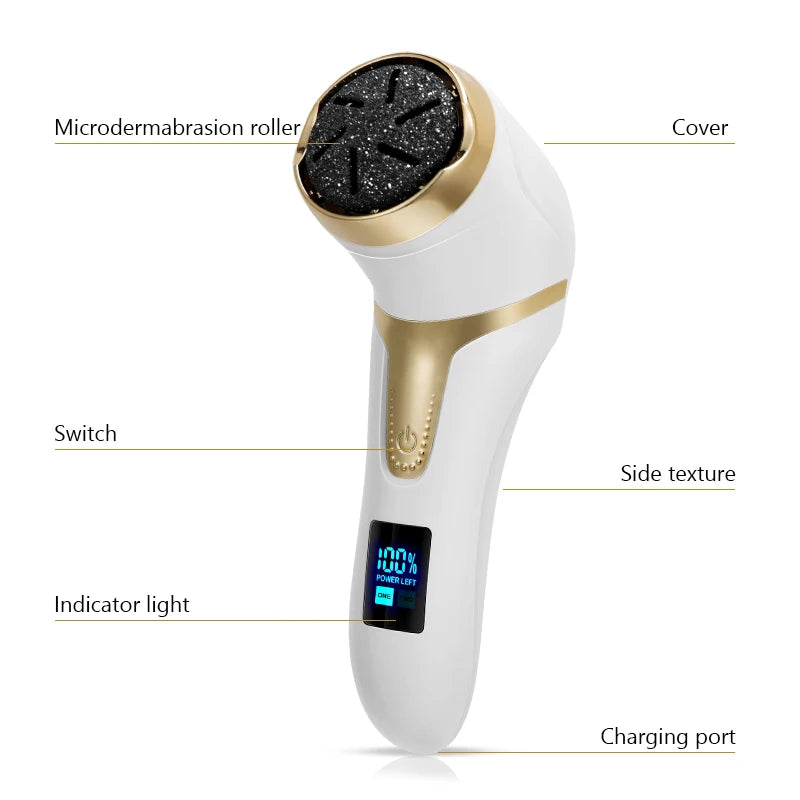 Rechargeable Electric Foot Rasp Electric Pedicure Foot Sander IPX7 Waterproof Grinding Heads to Eliminate Feet Dead Skin