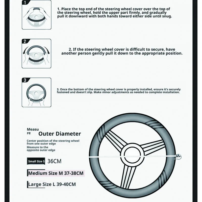 Elastic Carbon Fiber Leather Steering Wheel Cover Universal 36-40cm No Inner Ring Anti-slip Car Handle Protector 4 Seasons