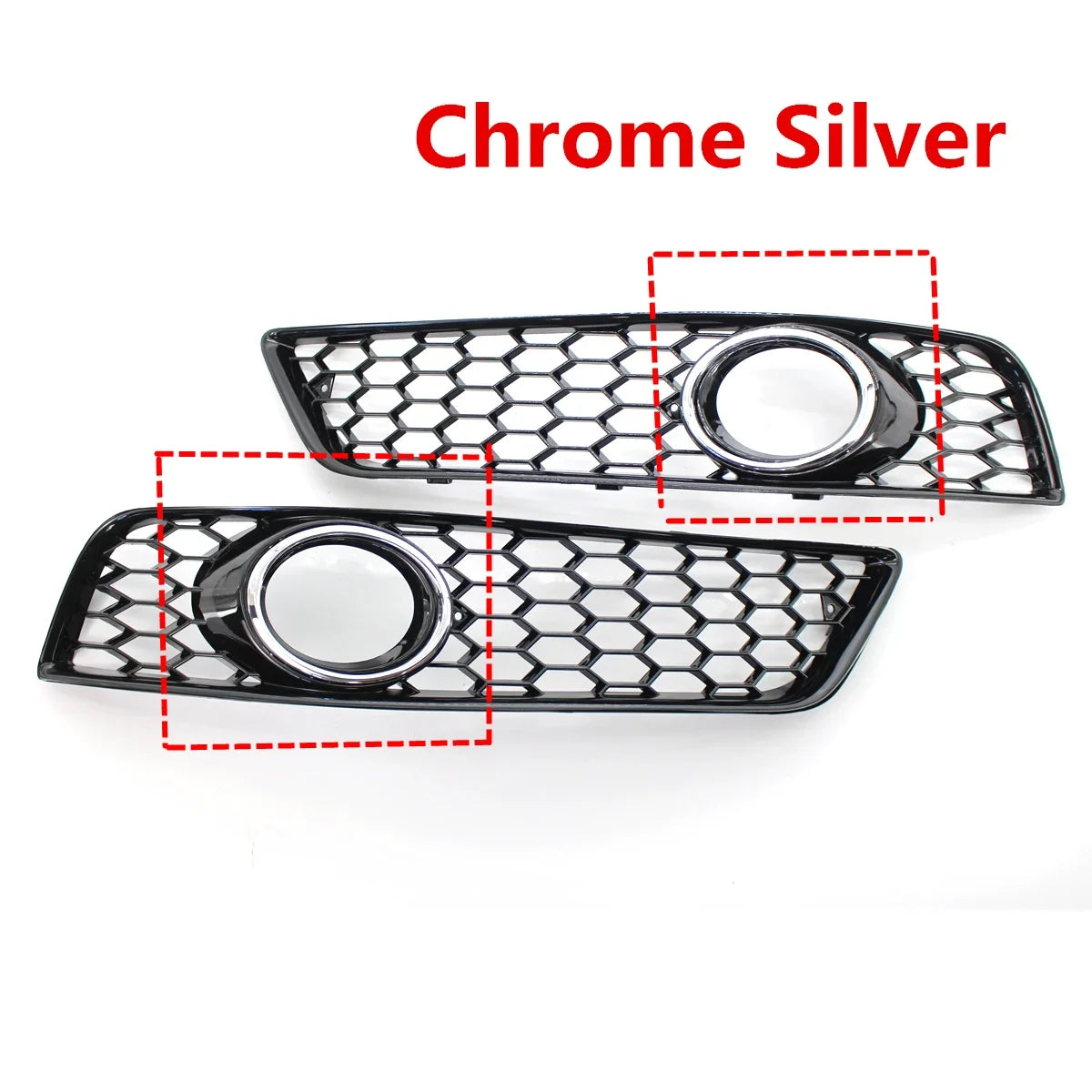 Glossy/Chrome Car Front Grille Honeycomb Grille Cover Mesh Grill For Audi A3 8P 2009-2013 8P0807682D  Fog Light Grille Cover