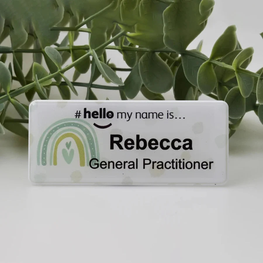 Personalized Custom Name, Rainbow Polka Dot Hello My Name Is, Name Badge Nurse, Midwife Hospital, Doctor Nurse, Intern