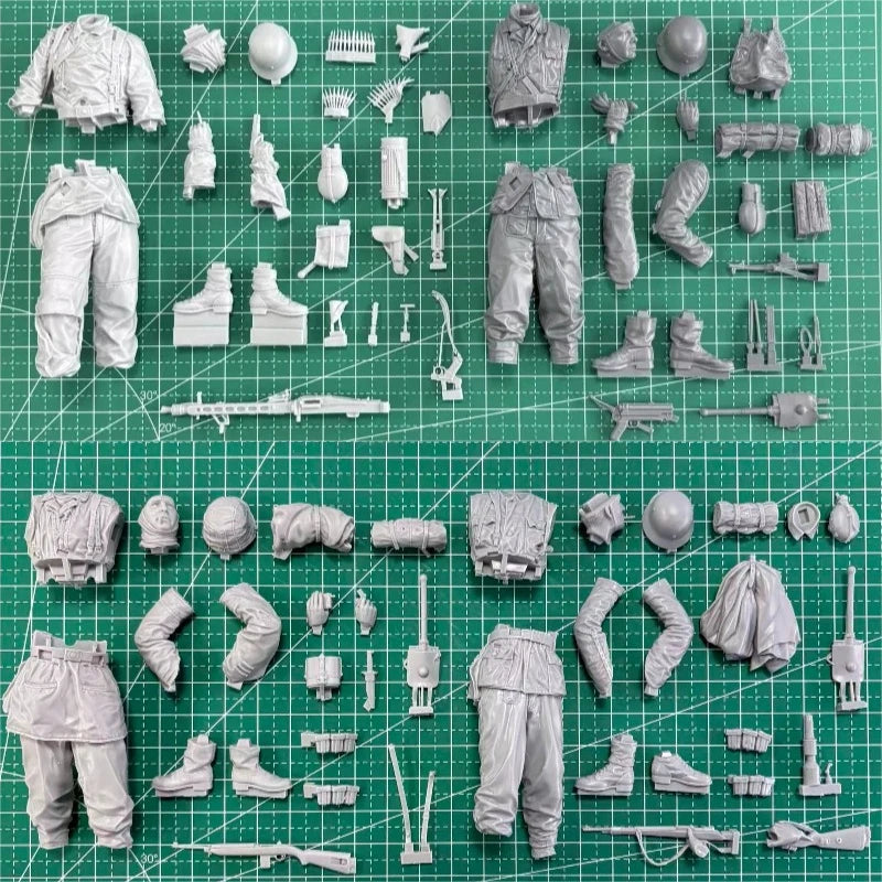 1/16 Scale Die-Cast Resin Figure Model Kit Poteau Ambush Battle Series 4 Figures Unassembled Unpainted No Base