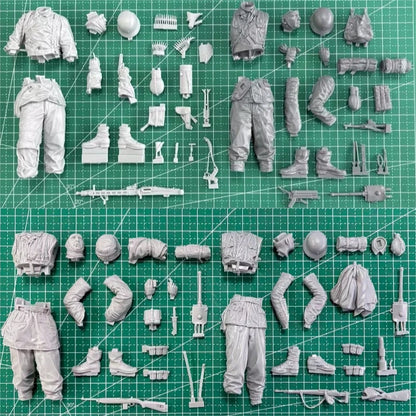 1/16 Scale Die-Cast Resin Figure Model Kit Poteau Ambush Battle Series 4 Figures Unassembled Unpainted No Base