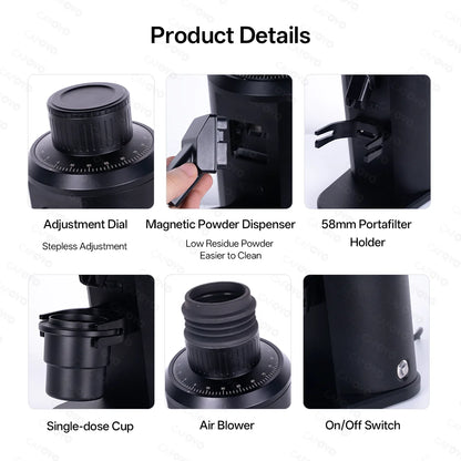 CAFOVO G163C Single Dose Coffee Grinder Fixed Speed with 63mm CNC Burrs and Plasma Anti-Static for Espresso and Pour Over Mill