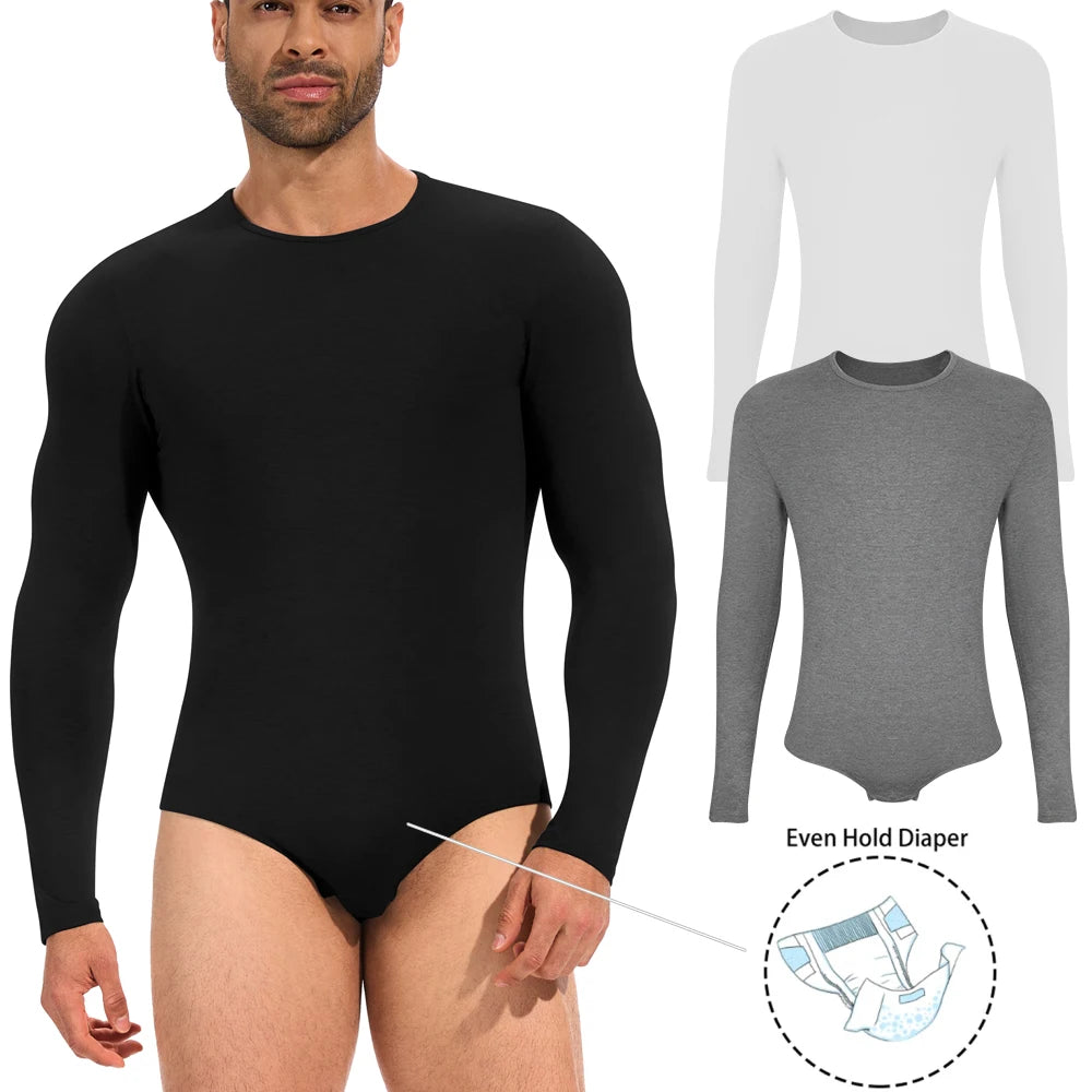 Mens Long Sleeve Bodysuit Full Body Shaper Romper Pajamas Waist Trainer Slimming Shapewear Tummy Control Underwear Undershirts