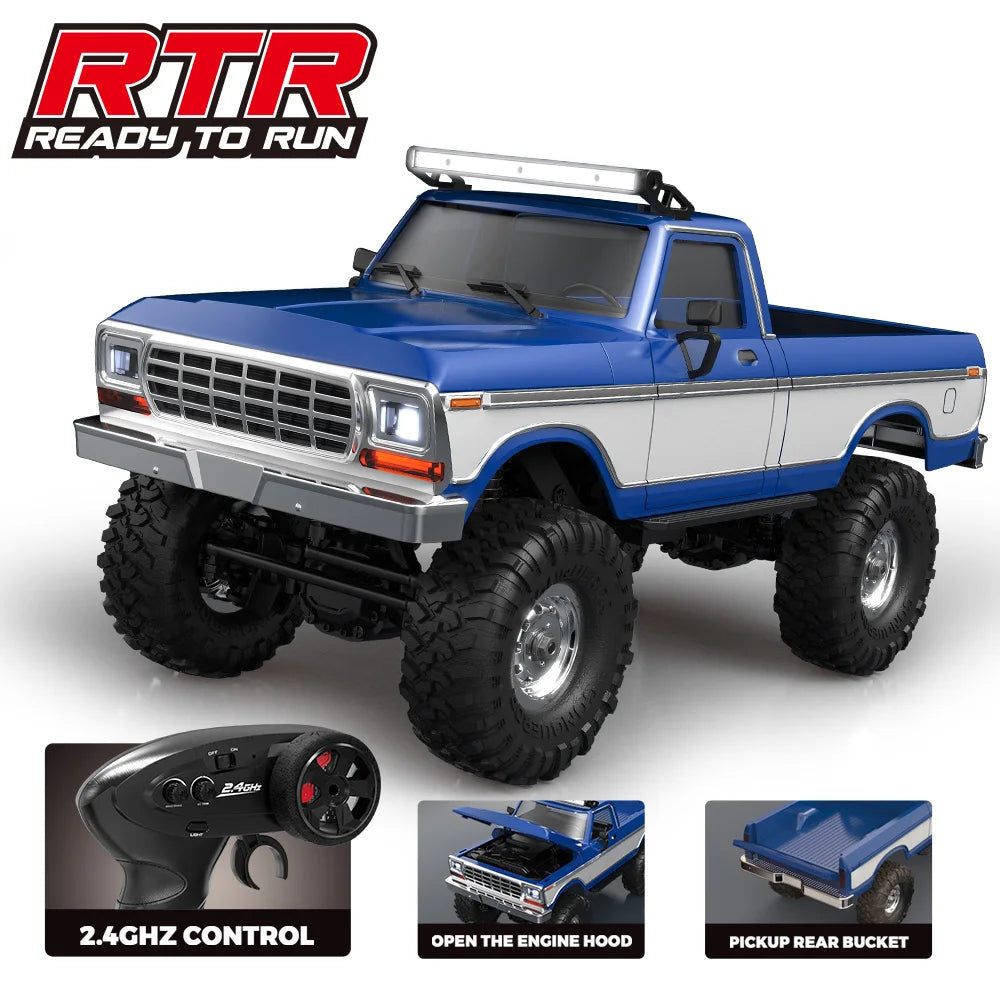 1:16 4WD Rc Car Full Scale Off-Road 2.4G Remote Control Cars With LED Monster Trucks Race Cars Model Toys For Kids Adult Gifts