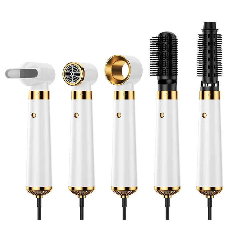 HOMEFISH 5-in-1 Electric Hair Dryer with Automatic Straight & Curling Iron Hot Air Comb & Diffuser for Outdoor Use AC Motor