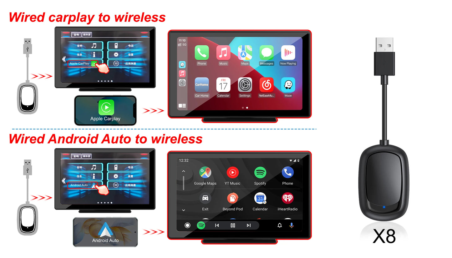 IHeylinkit New 2 In 1 Mini Wireless Carplay Android auto Wireless Adapter Smart connectivity for most vehicle models