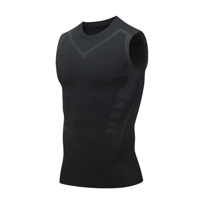 New Summer Fitness Compression Shirt For Men Shaping Sleeveless Therapy Vest Male Ice-Silk Compression Tank Tops Body Shapewear