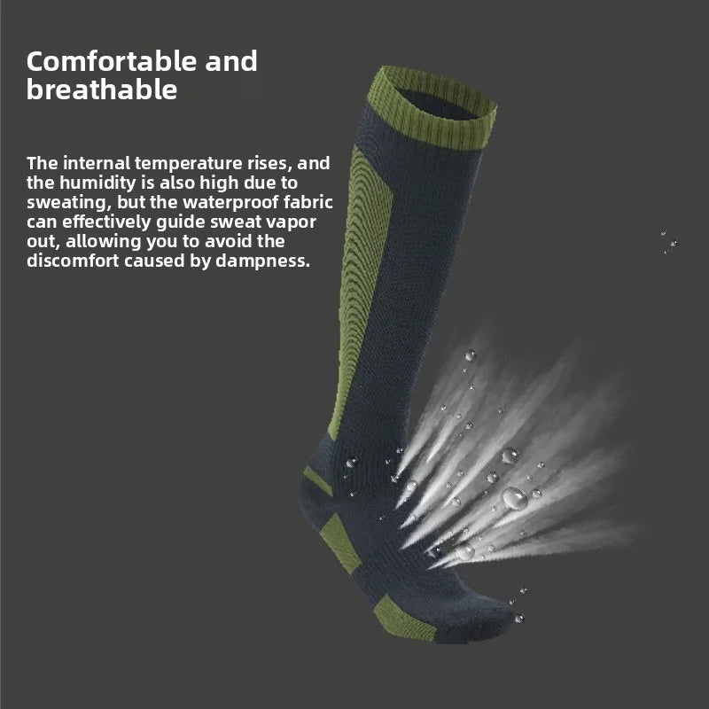 Men's Waterproof Knee-High Hiking Socks – Breathable Anti-Slip Outdoor Crew Socks for Trekking, Camping,Fishing Wet Terrain
