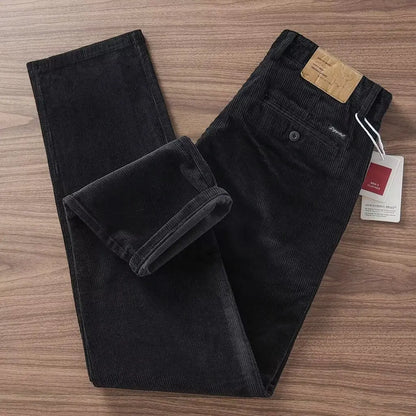 Men's Corduroy Straight Leg Pants Autumn Winter Wear Resistant Dirtproof Outdoor Work Casual Sports Warm Trousers