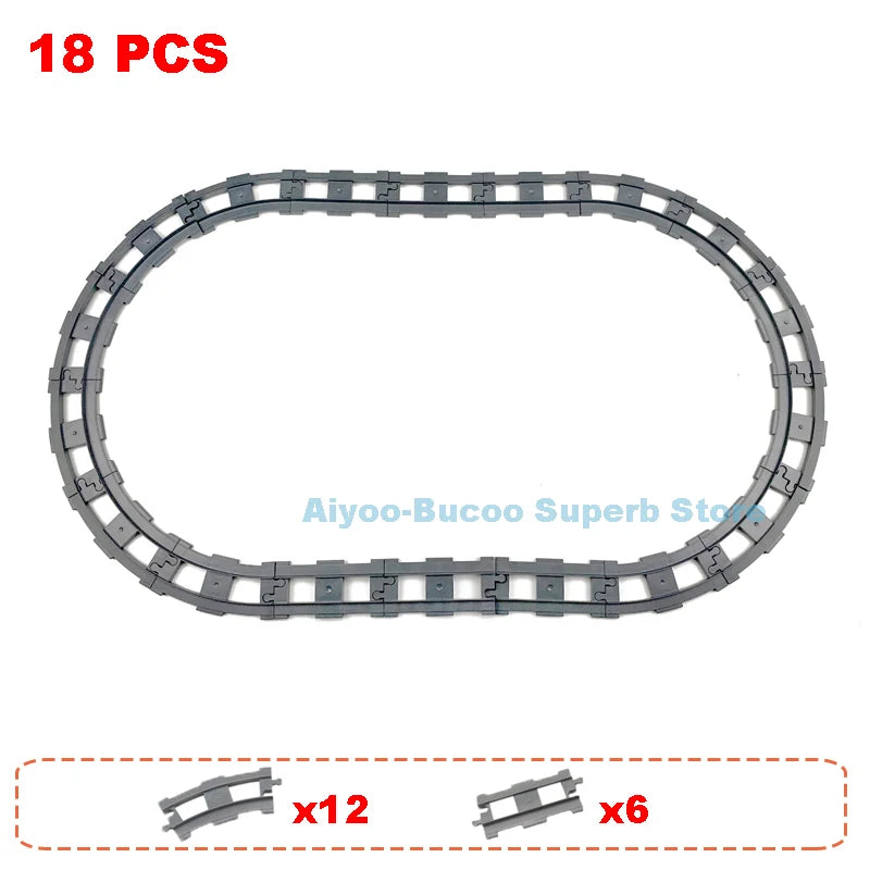 Big Size Building Blocks Train Railway Transport Set Track Parts Electric Locomotive DIY Assemble Interaction Toys For Children