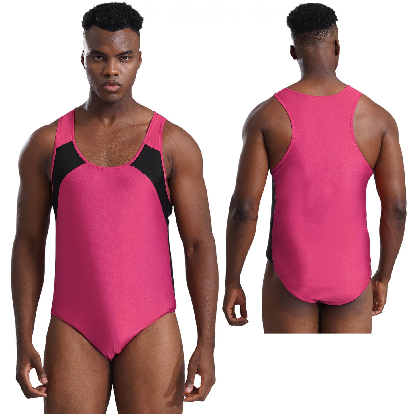 Men's Sleeveless Wrestling Singlet Leotard Racer Back Tank Bodysuits Gymnastics Fitness Jumpsuits Shapwear Ballet Dancewear