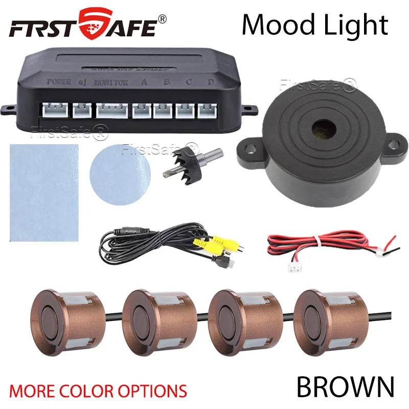 22mm Flat Sensor CVBS Vehicle Mounted Video Visual Parking Backup Radar Distance Alarm Universal Auto Safety Auxiliary Kit
