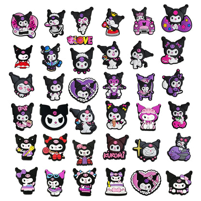 6-66PCS Cartoon Kuromi Shoe Charm Mix Wholesale PVC Decor Buckle Sandal Clog Bag Wristband Detachable Waterproof To X-MAS Gift