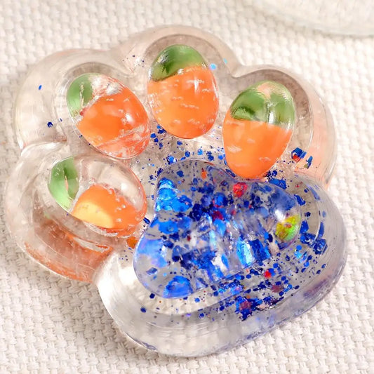 Fruit Cat Paw Squeeze Toy Kneading Soft Fruit Pinch Fidget Toy Handmade Cat Paw Slow Rebound Decompression Toy Children Gifts