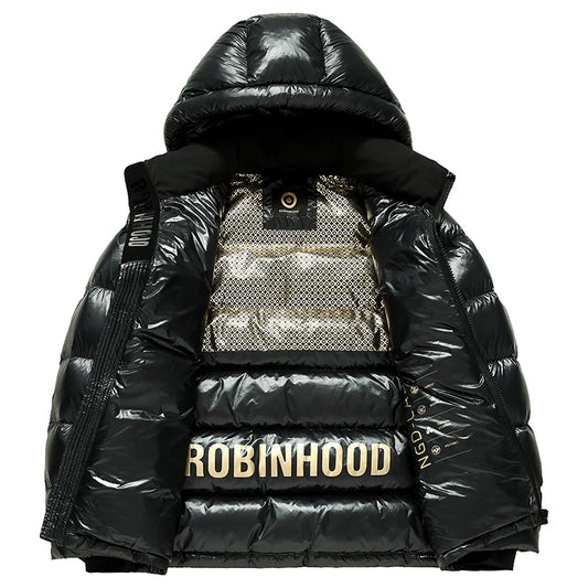 New national standard 90% down winter thickened down jacket, glossy hooded bread jacket, youth down jacket for men's wear