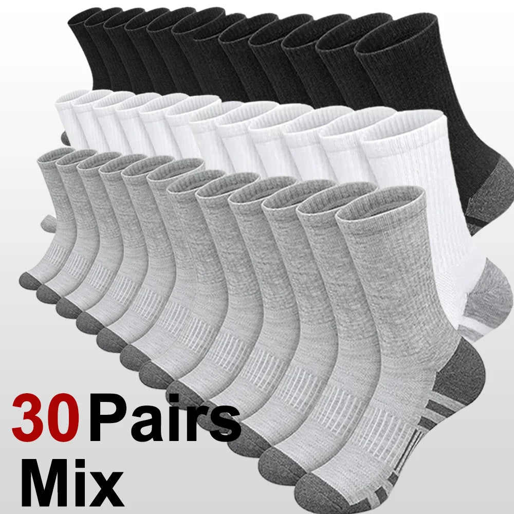 10/20/30 Pairs Men's Outdoor Sports Socks Anti Odor Absorbing Breathable Cotton Invisible Running Casual Socks for Basketball