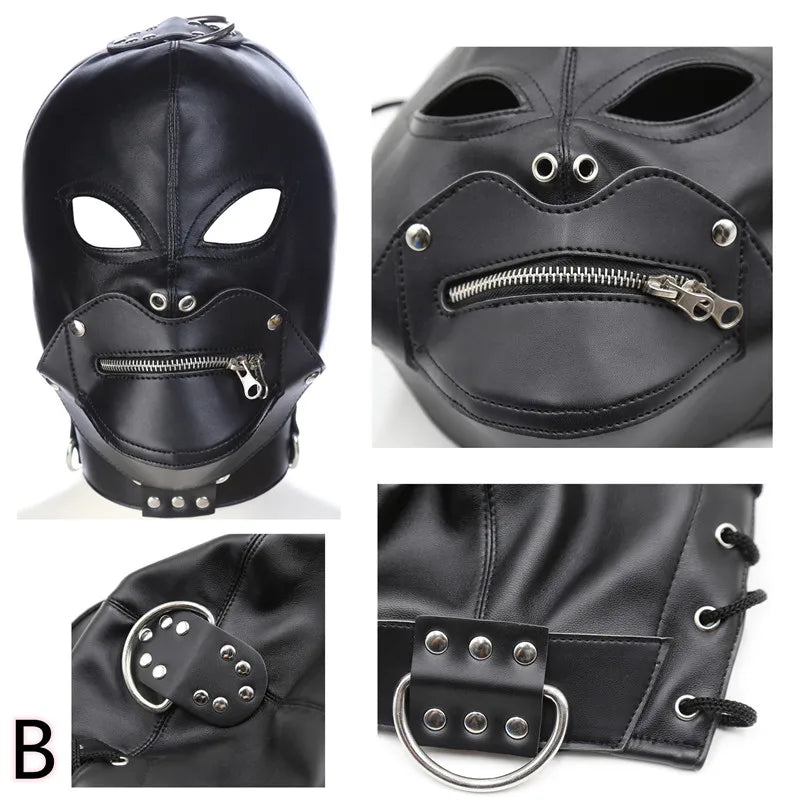 Head Mask BDSM Hood Restraint Strap Erotic Sex Toys For Woman Couples Bondage Set Mouth Gag Ball Slave Adult Game Sex Products