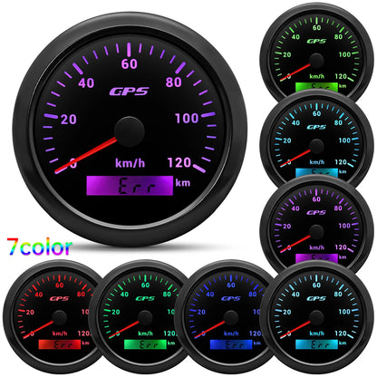 A 85MM GPS Speedometer For Motorcycle Marine Boat 30~200 Kmh Boat Car Truck Speed Gauge Meter With GPS Antenna 7 Color Backlight