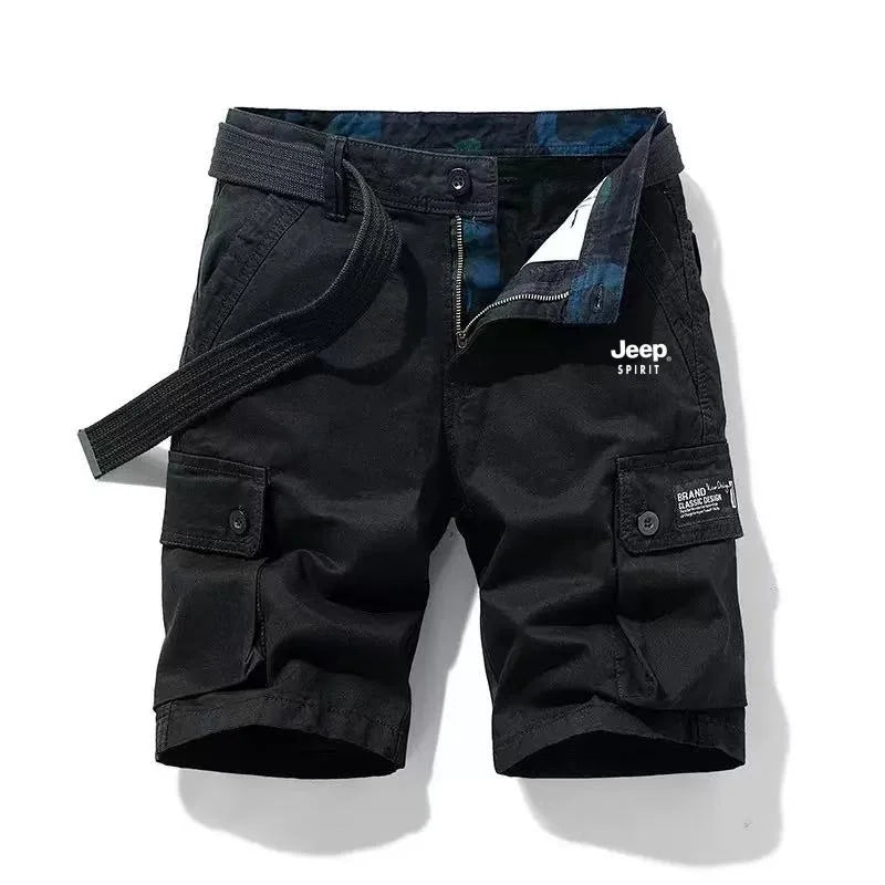 Jeep Spirit Summer New Men's Pure Cotton Printed workwear casual shorts thin five quarter pants slim fit outdoor casual shorts