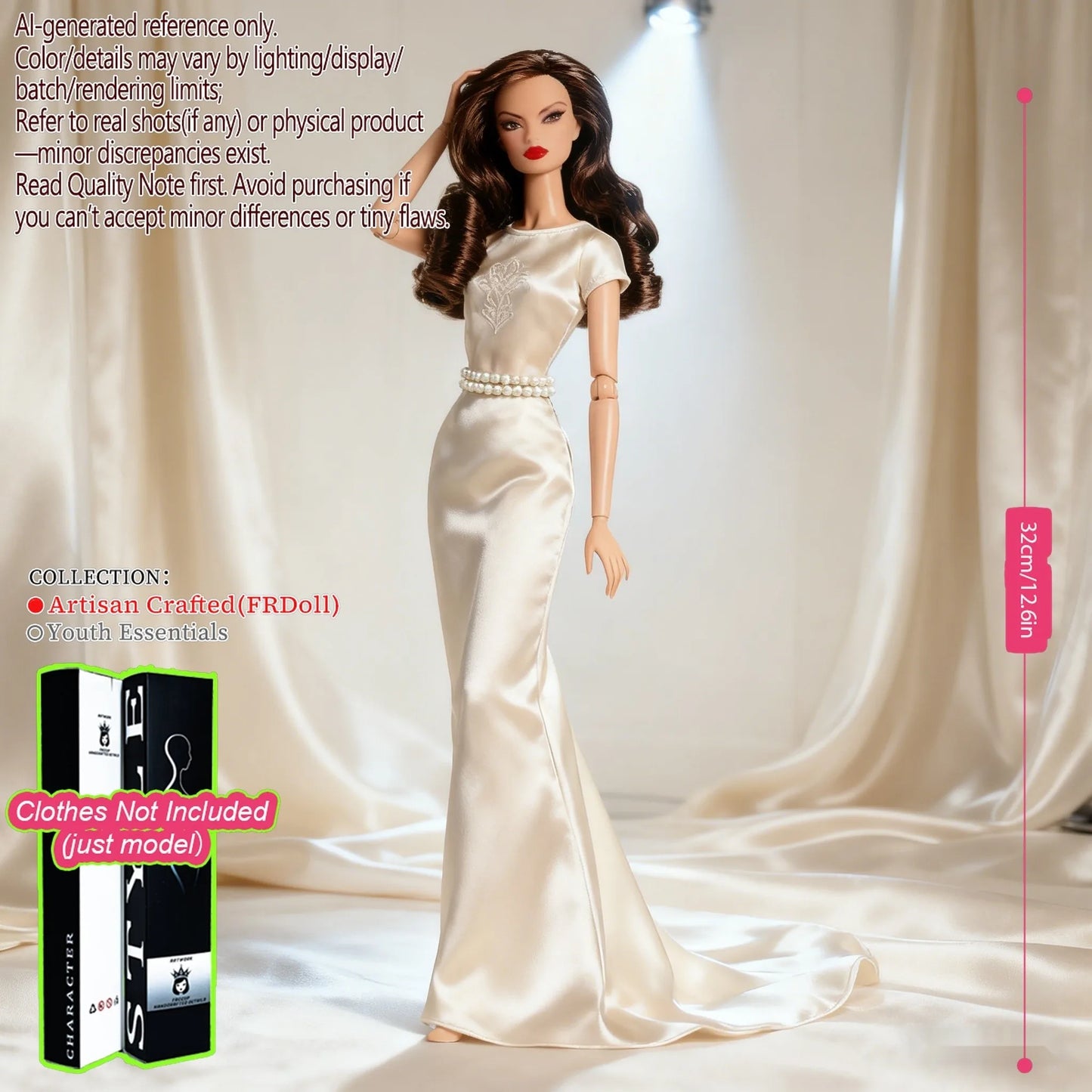 1/6 Scale 12-Joint BJD Doll, Realistic Changeable Makeup, Premium Craft Display (No Clothing)