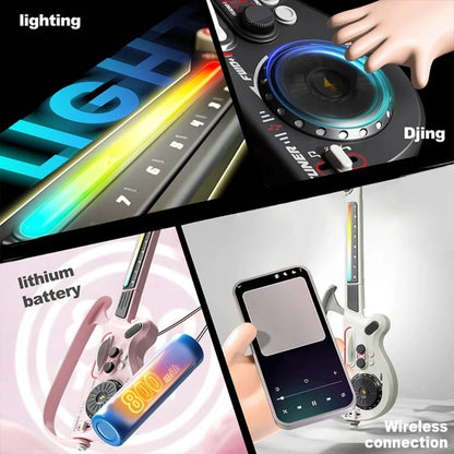 Intelligent Non String DJ Electronic Guitar Foldable Bluetooth Connect Multifunctional Music Toy Integrated Guitar for Party