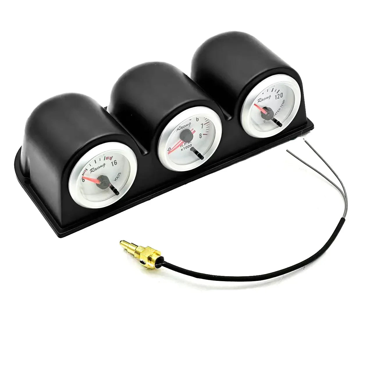7 Colors Adjustable 52mm Gauge 3 in 1 Gauge Kit Voltmeter Water Temp Gauge Tachometer High Quality Gauges for Cars Trucks