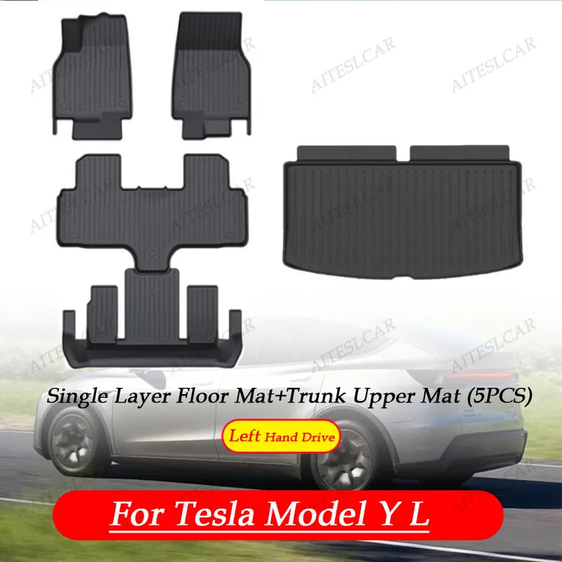 For Tesla New Model Y L Launch Premium / Performance 2026+ TPE Floor Mats Luggage Mat Wear-resistant Foot Pads ModelY Trunk Mats