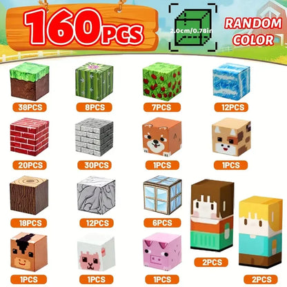 Magnetic Building Blocks Toy Mine World Stacking Create Forest House Architecture Cube Set Creativity Best Gift for Boy Girl Kid