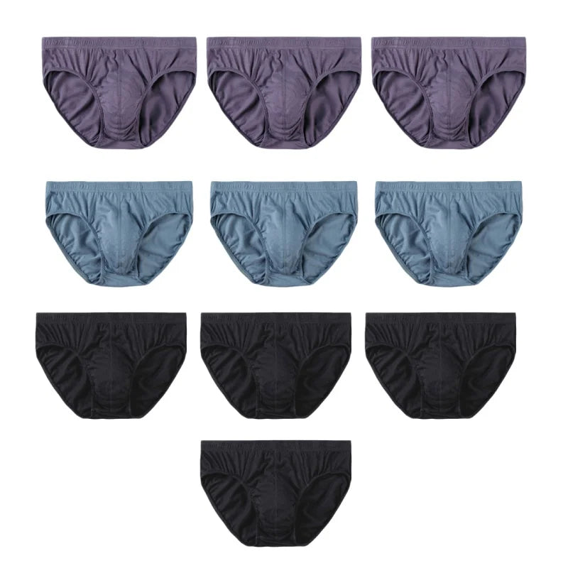 10Pcs/Lot Men's Plus Size 100% Cotton Briefs Loose Breathable Comfortable Mid-Rise Underwear XL-5XL Lingerie Underpants