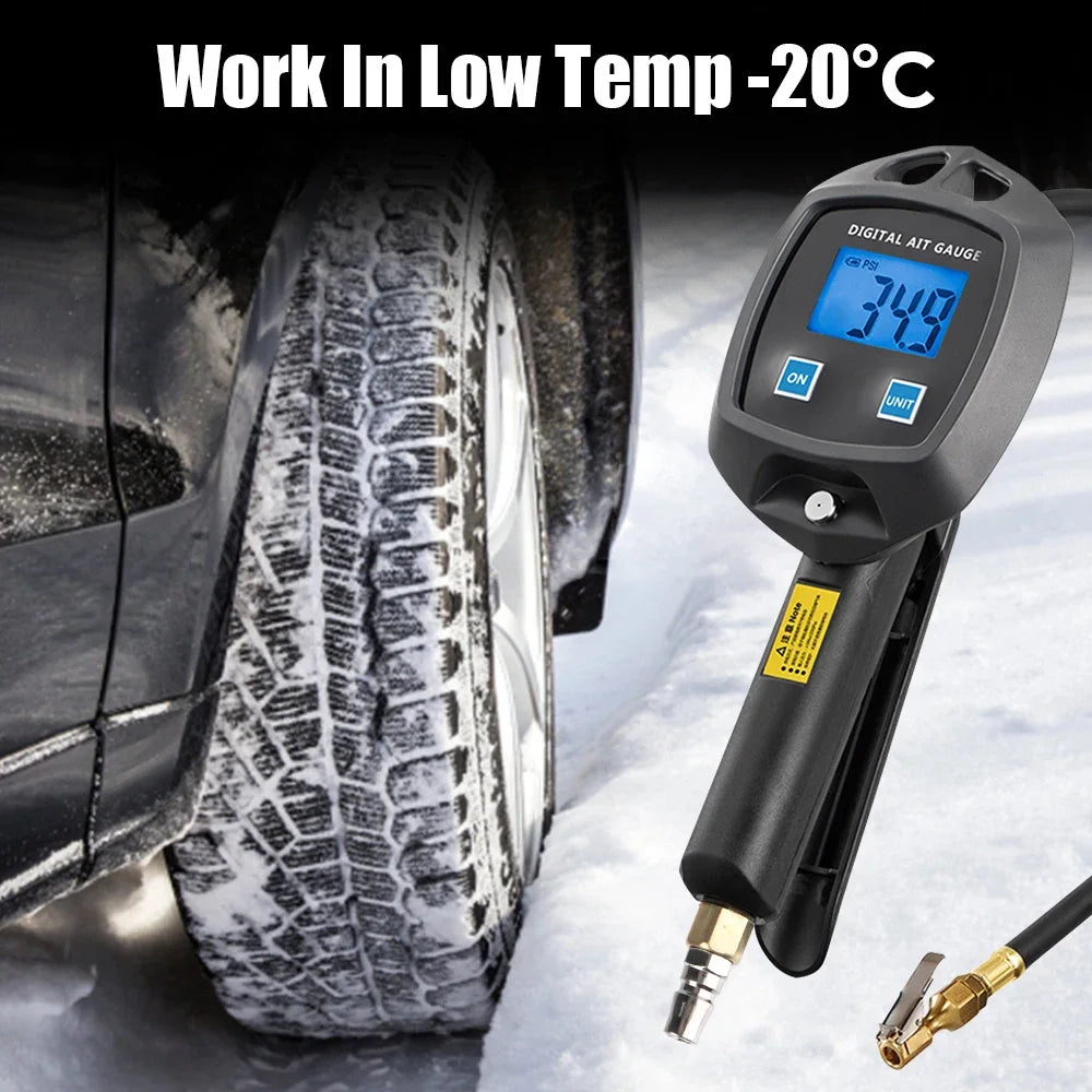 Multi-Unit Tire Inflator Gauge 0-18Kg/cm² 0-1800KPA 0-255PSI 0-18Bar Digital Display For Car Bike Tire Pressure Monitoring