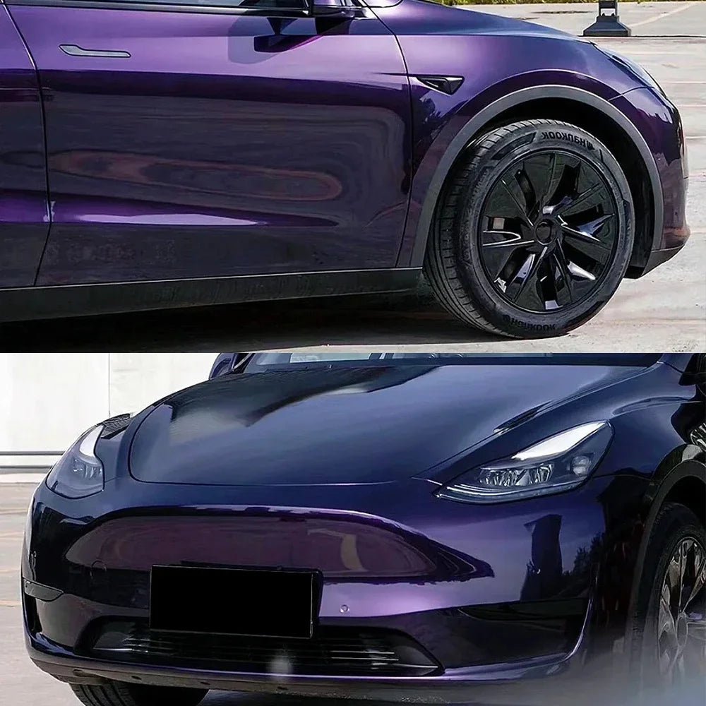 Metallic Midnight Purple Car Sticker Color Change Vinyl Film PET Bubble Free Wrapping Car Accessories Auto Self Adhesive Decals