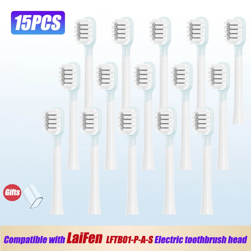 15pcs Brush Head Compatible with LaiFen LFTB01-P-A-S Sonic Electric Toothbrush Vacuum Packaging