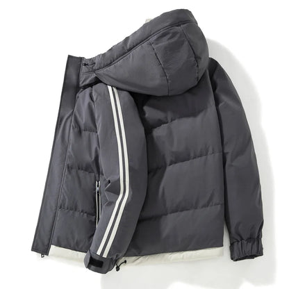 2024 New Cotton Jacket for Men with Plush and Thickened Two Bar Cotton Jacket for Men, Two Bar Cotton Jacket for Men, Hooded Bre