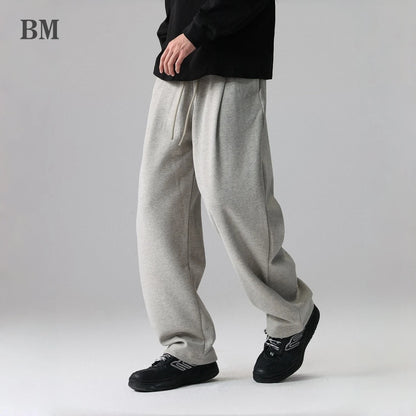 Mens Japanese Streetwear Joggers Straight Leg Solid Color Oversized Sweatpants Casual Loose Fit Sporty Pants Fashion Trousers