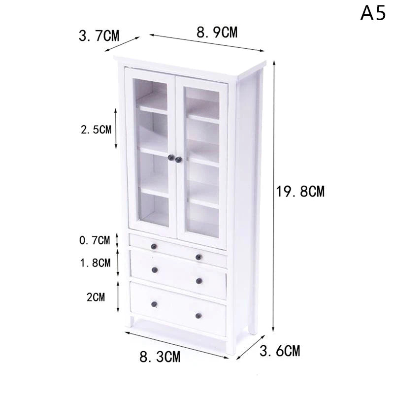 1Pcs Dollhouse Miniature furniture Bookcase Display Shelf Modern Style Wood Bookcase Doll House Toys