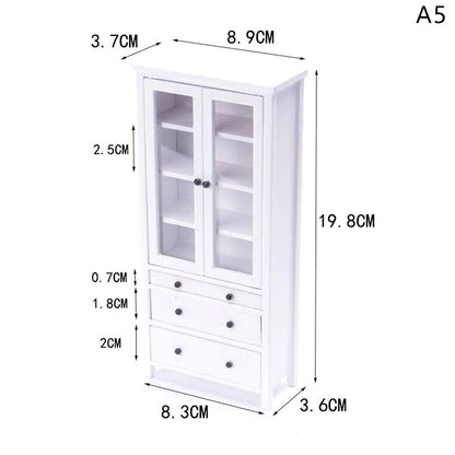 1Pcs Dollhouse Miniature furniture Bookcase Display Shelf Modern Style Wood Bookcase Doll House Toys